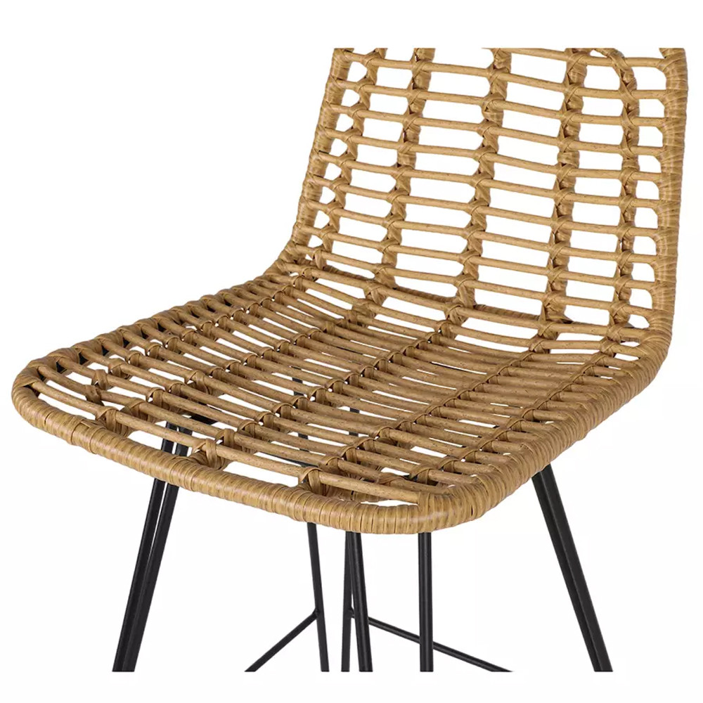 Стул барный с ротанговым плетением Half Bar Chair with Wicker без подлокотников
