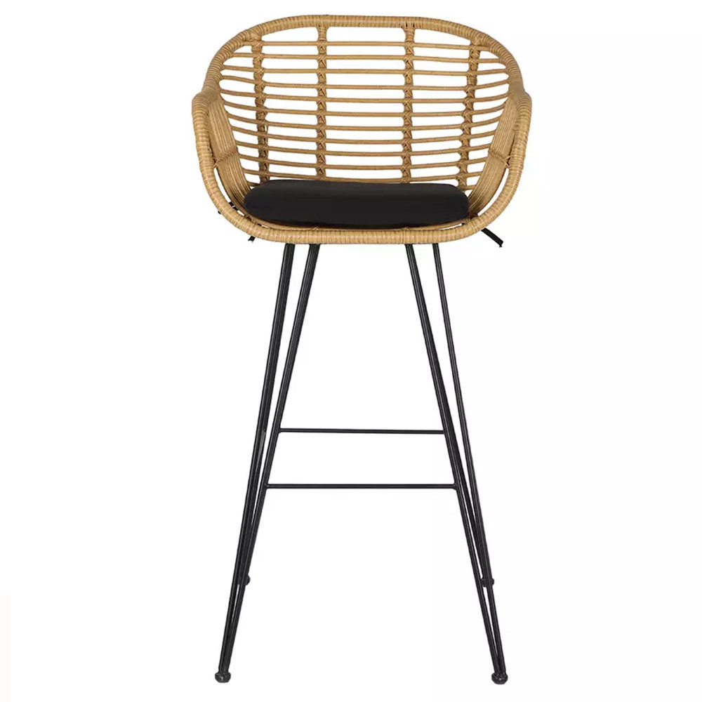 Стул барный с ротанговым плетением Half Bar Chair with Wicker с подлокотниками