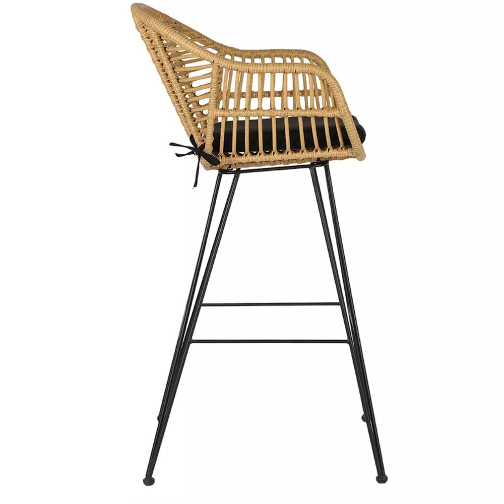 Стул барный с ротанговым плетением Half Bar Chair with Wicker с подлокотниками