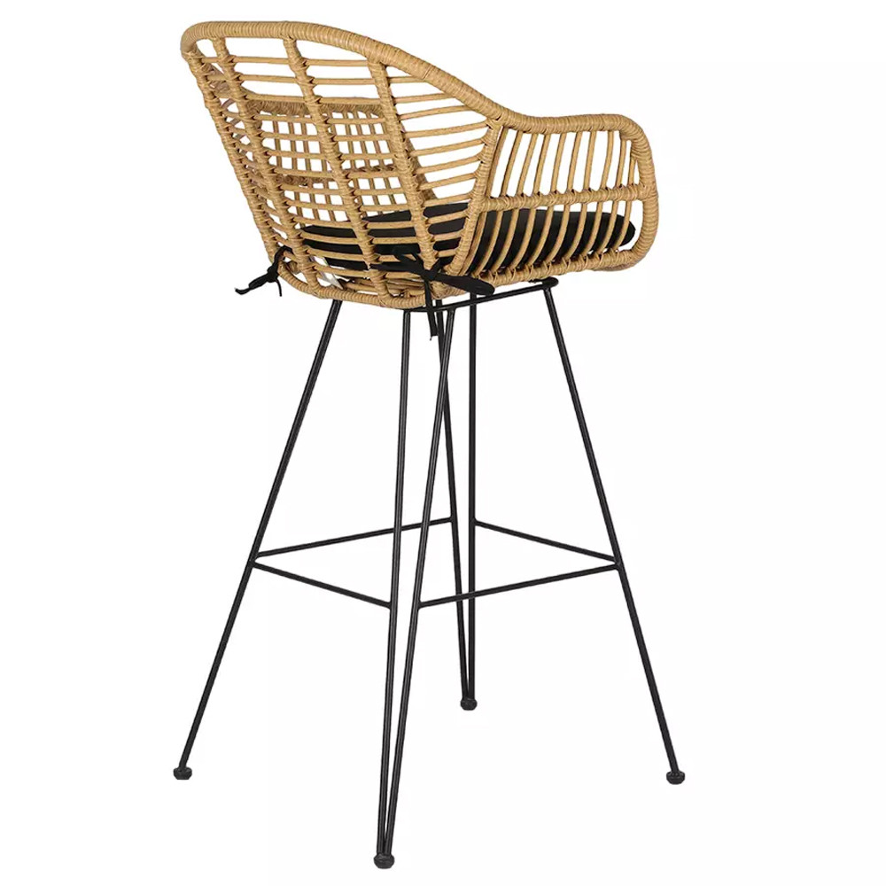 Стул барный с ротанговым плетением Half Bar Chair with Wicker с подлокотниками