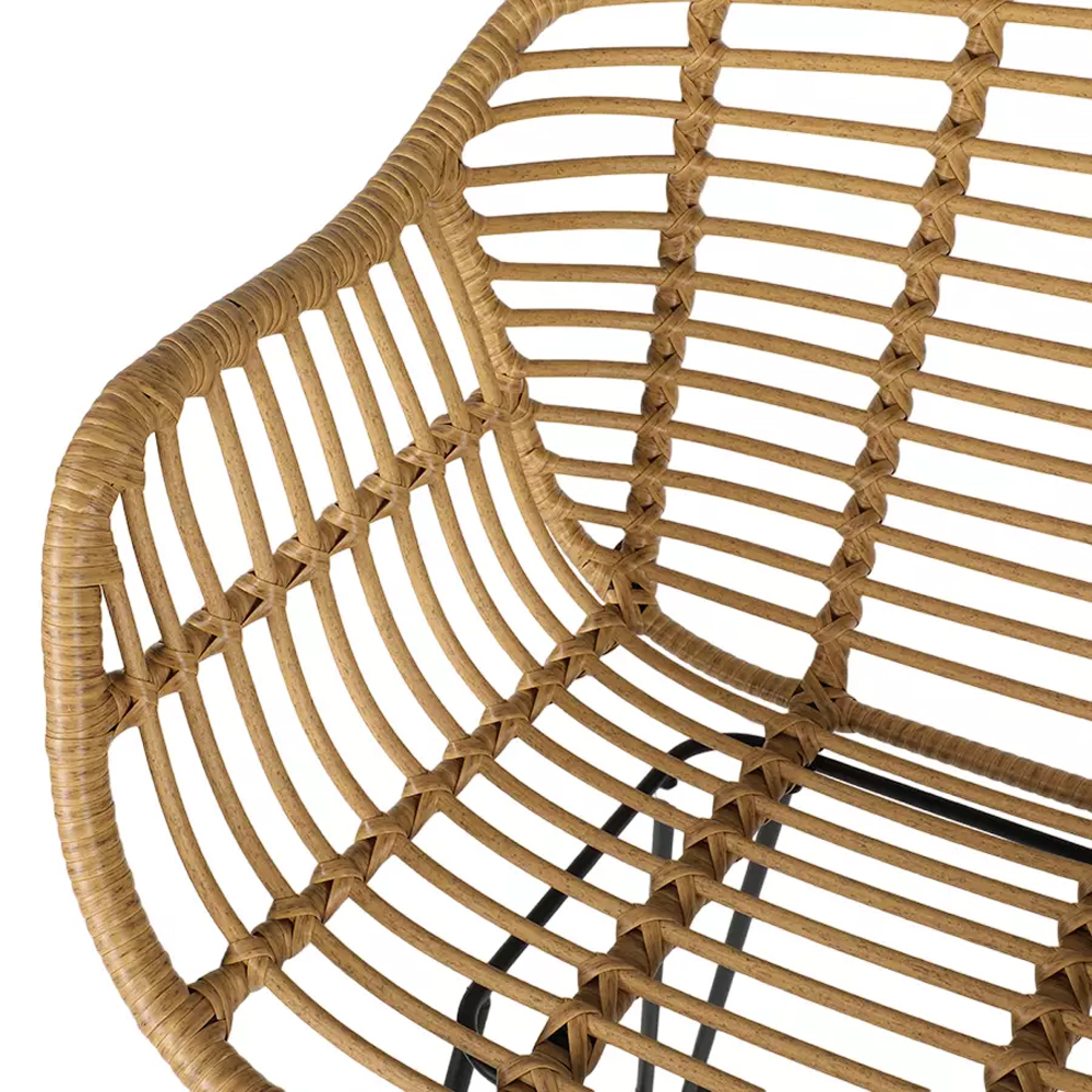 Стул барный с ротанговым плетением Half Bar Chair with Wicker с подлокотниками