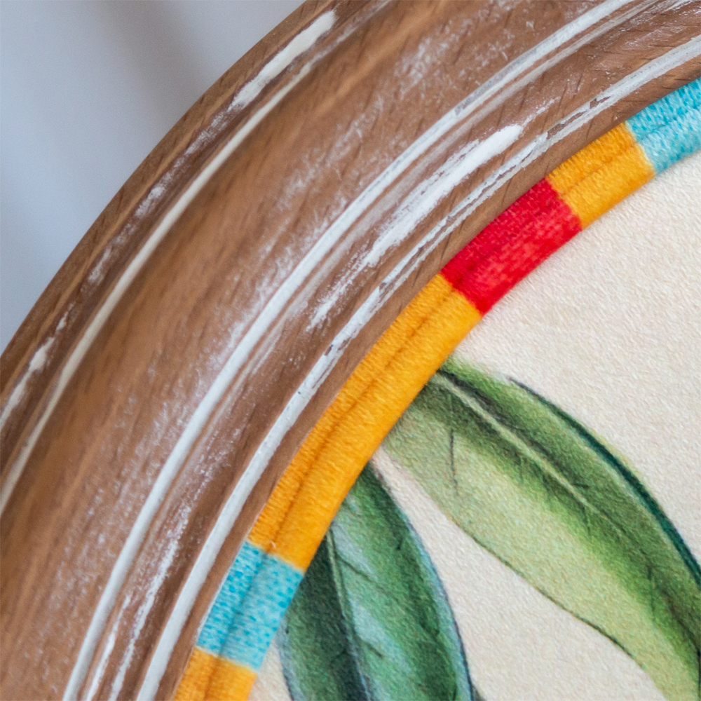 Стул бежевый в разноцветную полоску из натурального бука с изображением птиц и цветов Blooming Yellow Birds Colorful Stripes Chair