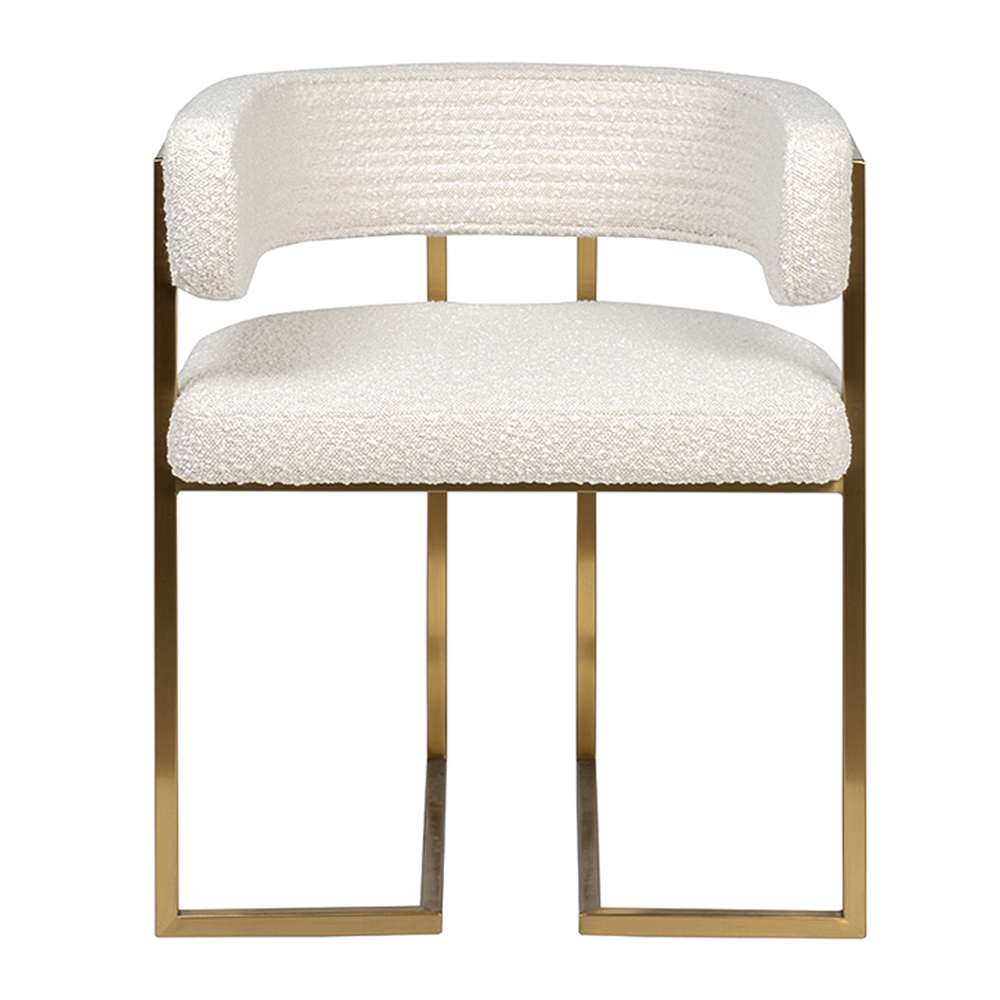 Стул букле бежевый с каркасом цвета матовое золото Tactility