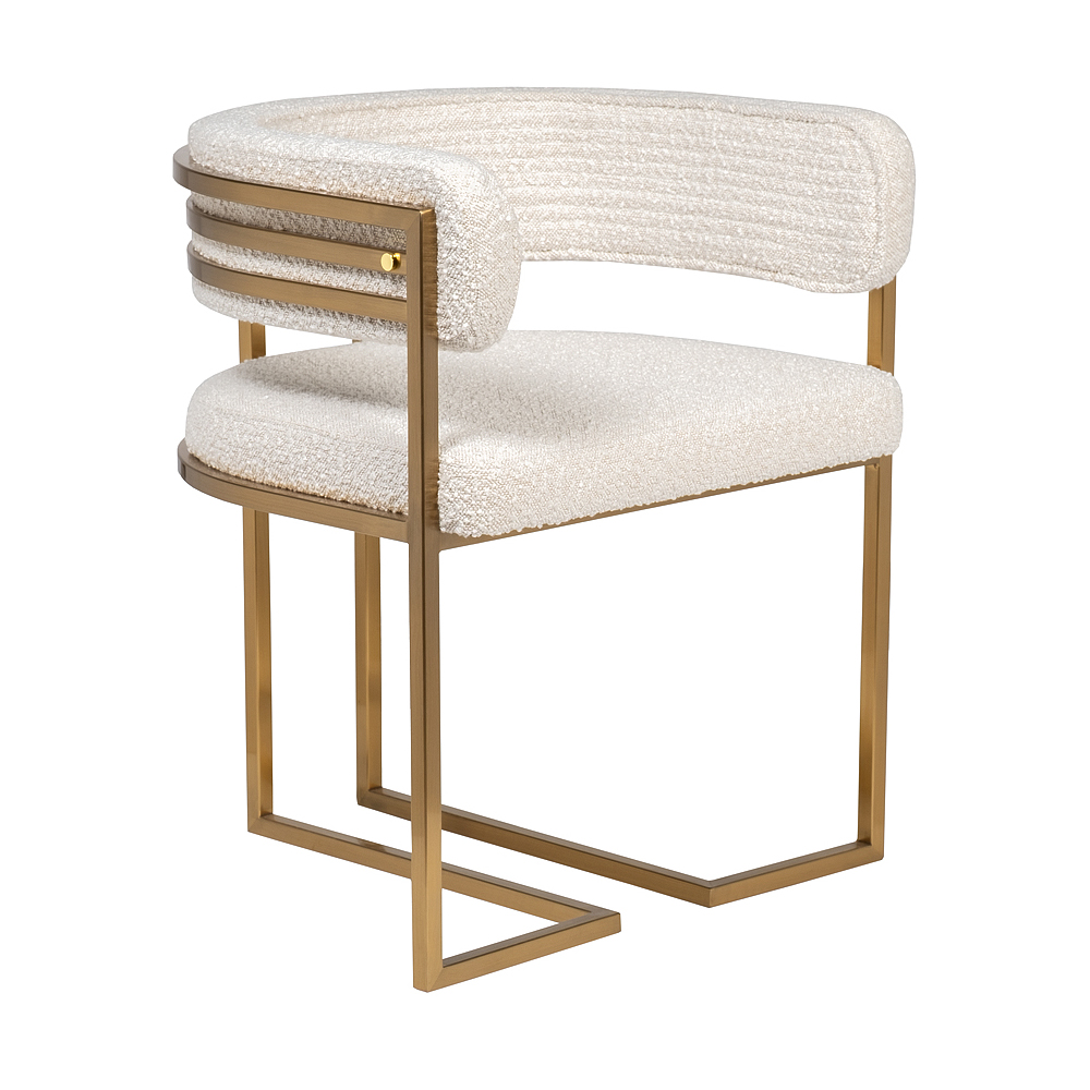 Стул букле бежевый с каркасом цвета матовое золото Tactility