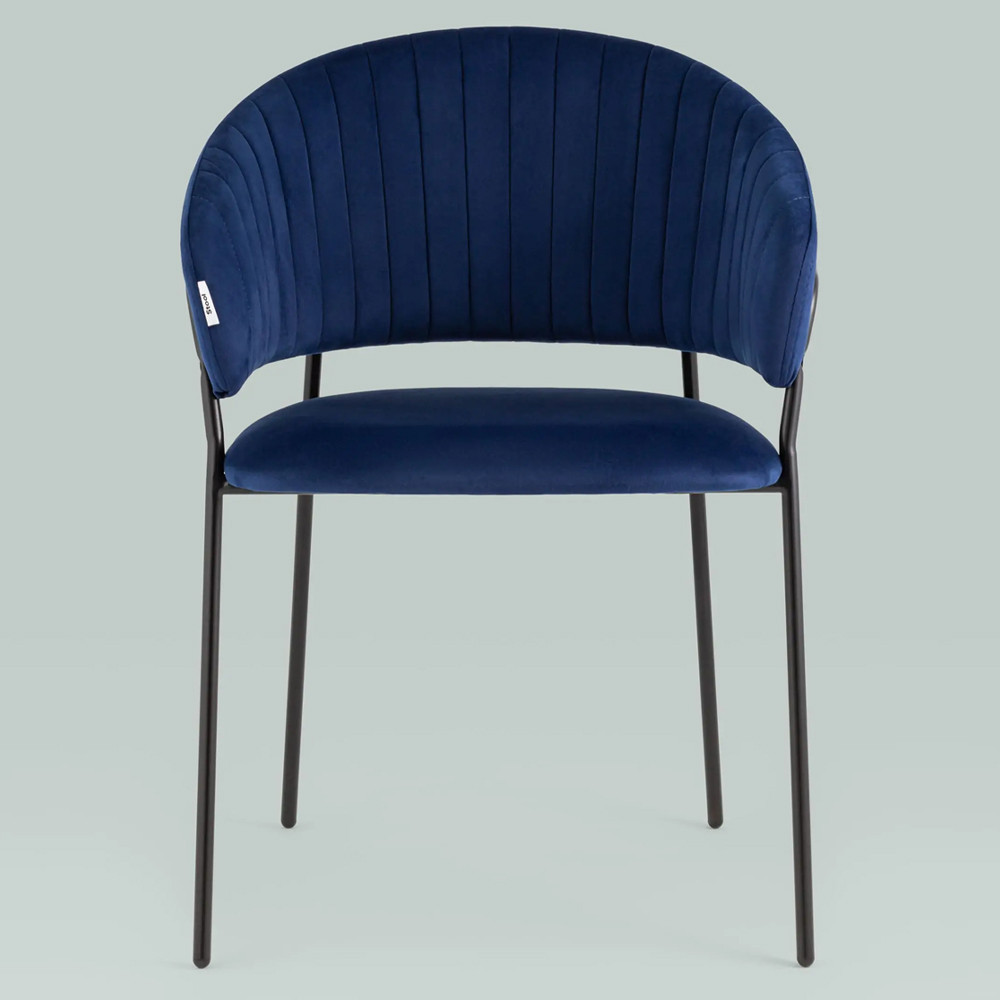 Стул в велюре синего цвета Horizon