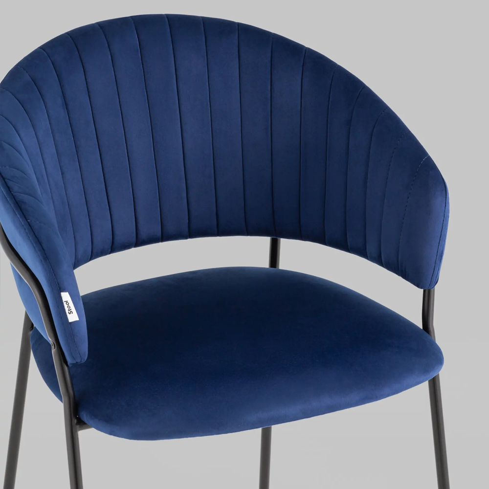 Стул в велюре синего цвета Horizon