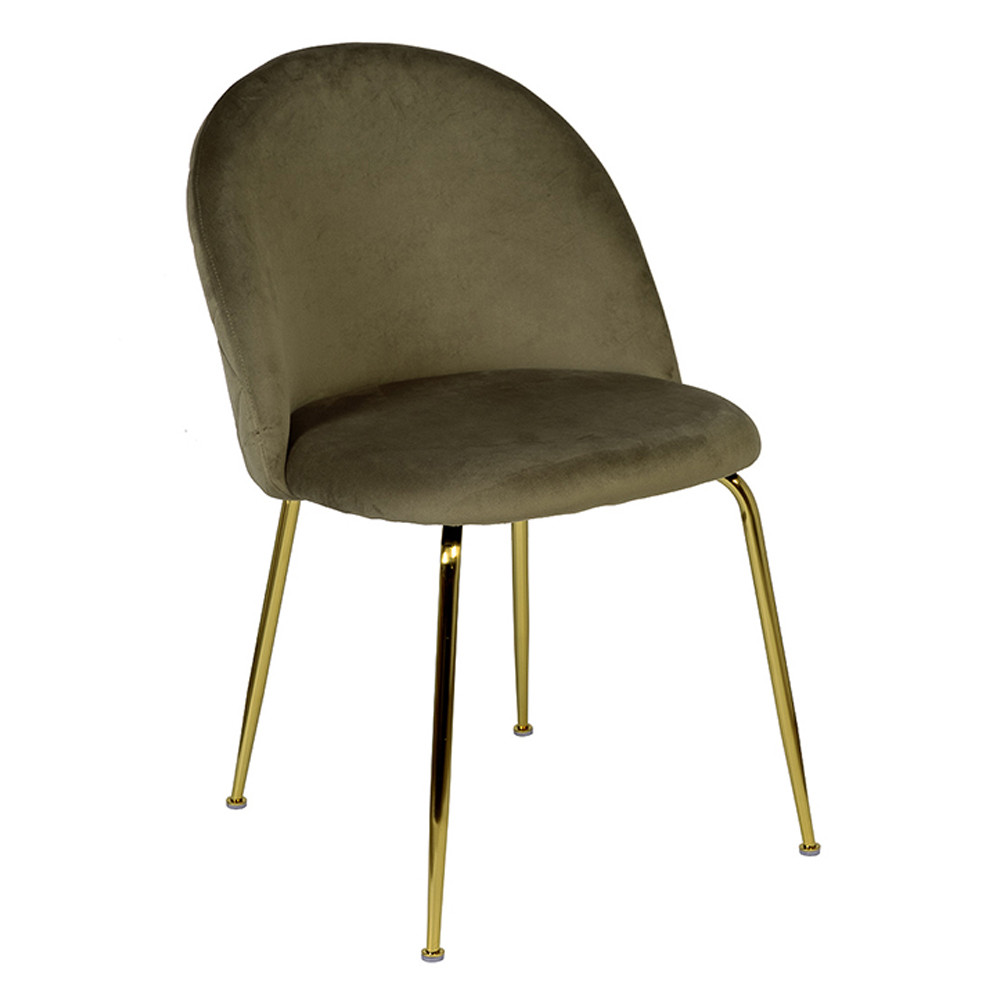 Стул велюровый хаки на золотистых металлических ножках Vendramin Chair