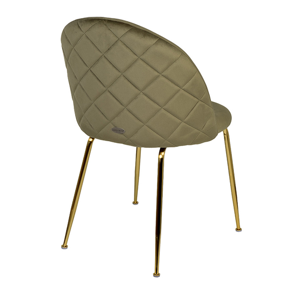 Стул велюровый хаки на золотистых металлических ножках Vendramin Chair