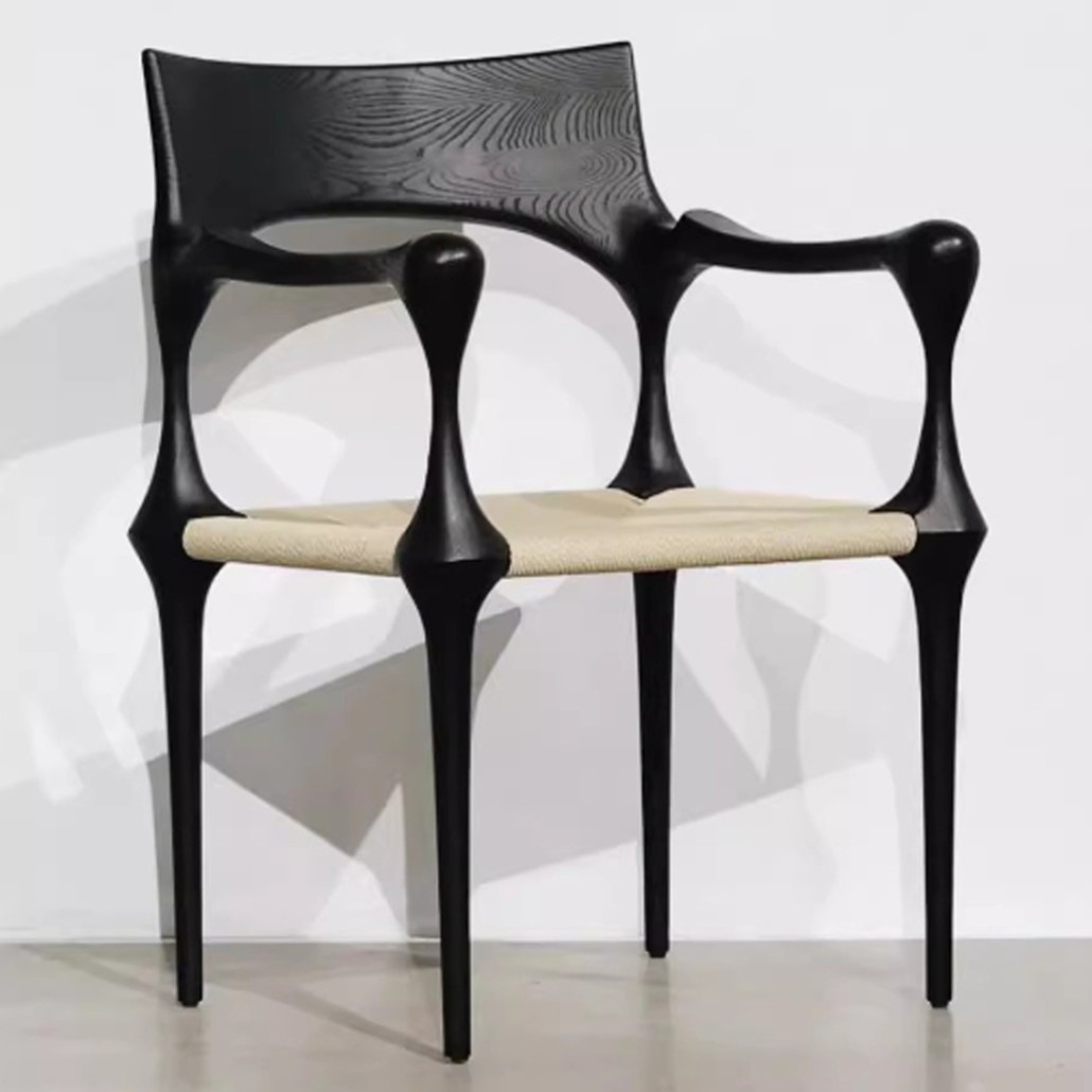 Стул дизайнерский с плетеным сидением Kronos Dining Chair Black