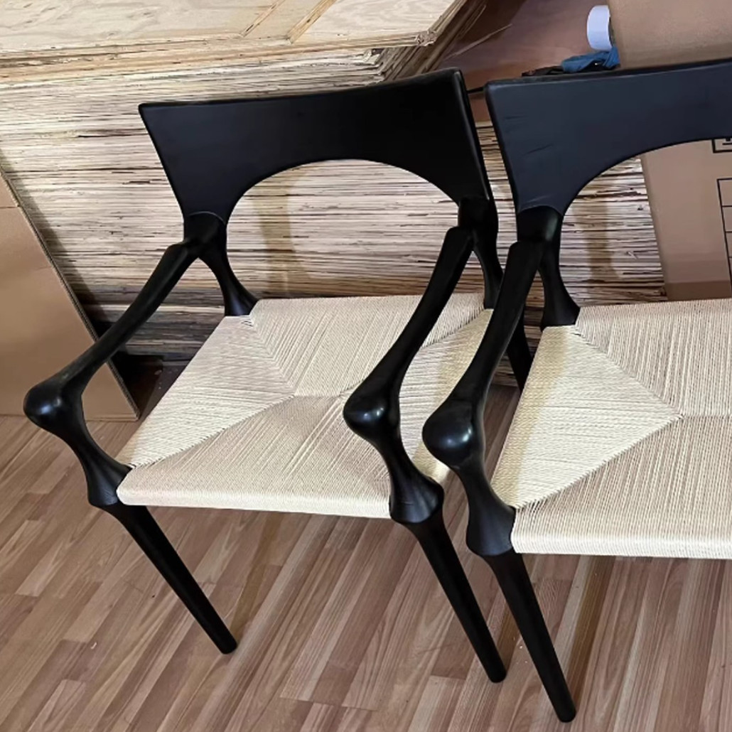 Стул дизайнерский с плетеным сидением Kronos Dining Chair Black