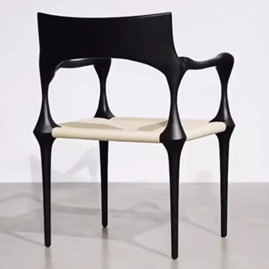 Стул дизайнерский с плетеным сидением Kronos Dining Chair Black