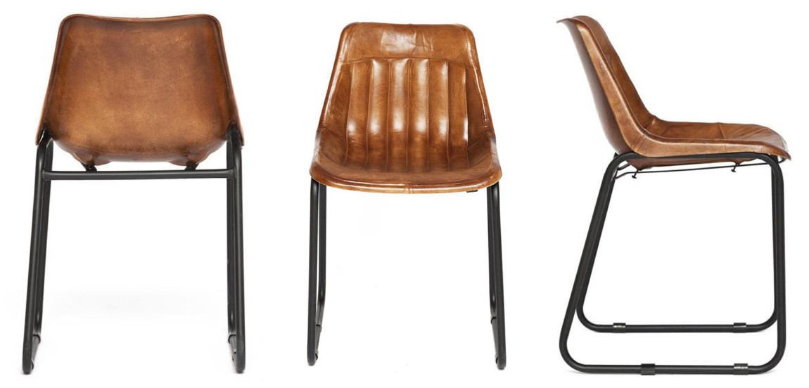 Стул из кожи буйвола Industrial leather dining chair