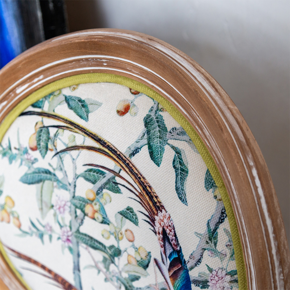 Стул из массива бука бежевый с изображением птиц и цветов Beige Green Chinoiserie Birds Garden Chair