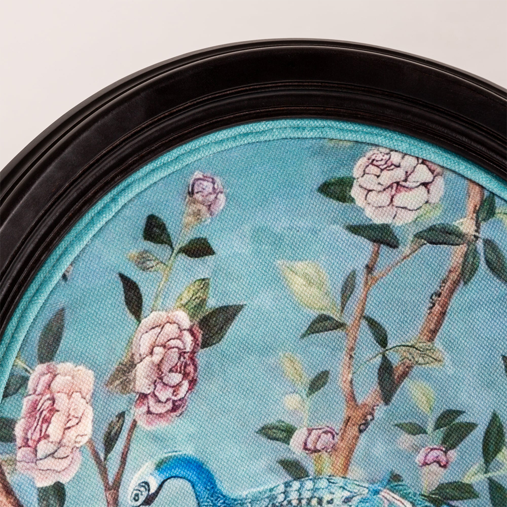 Стул из массива бука бирюзовый с изображением птиц в саду Turquoise Chinoiserie Bird Chair
