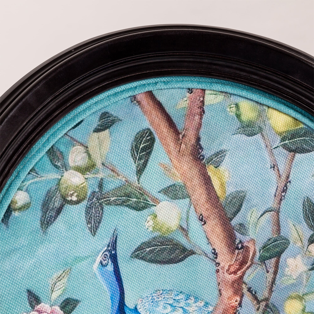 Стул из массива бука бирюзовый с изображением птиц в саду Turquoise Chinoiserie Blue Bird Chair
