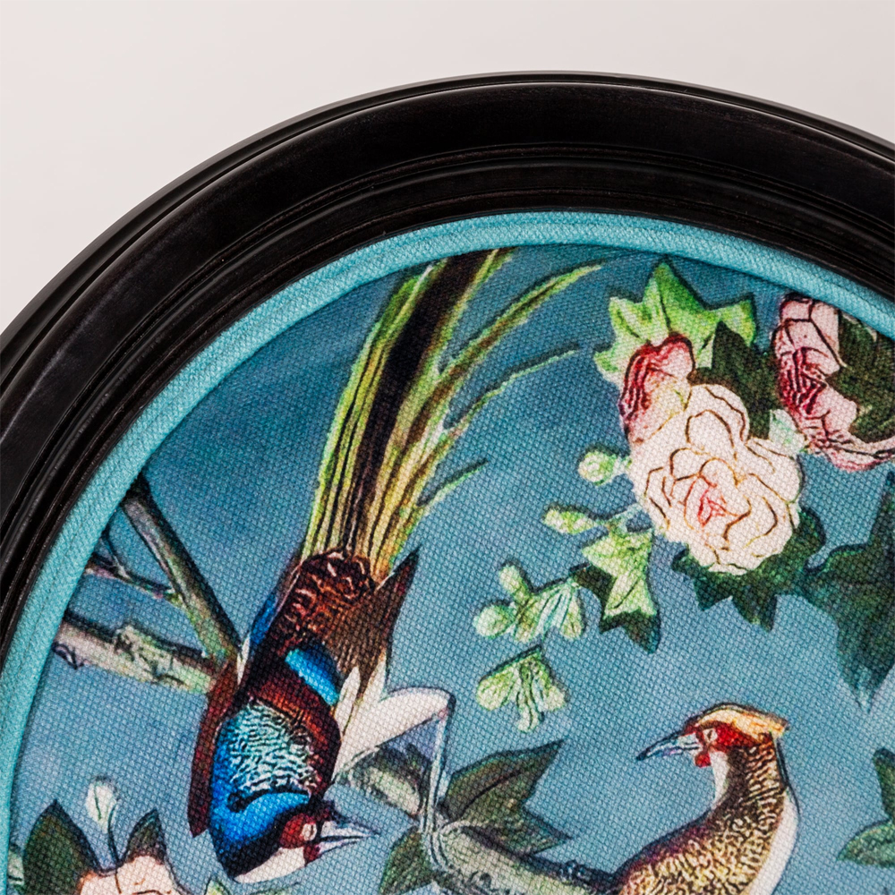 Стул из массива бука бирюзовый с изображением птиц и цветов Turquoise Chinoiserie Birds Garden Chair