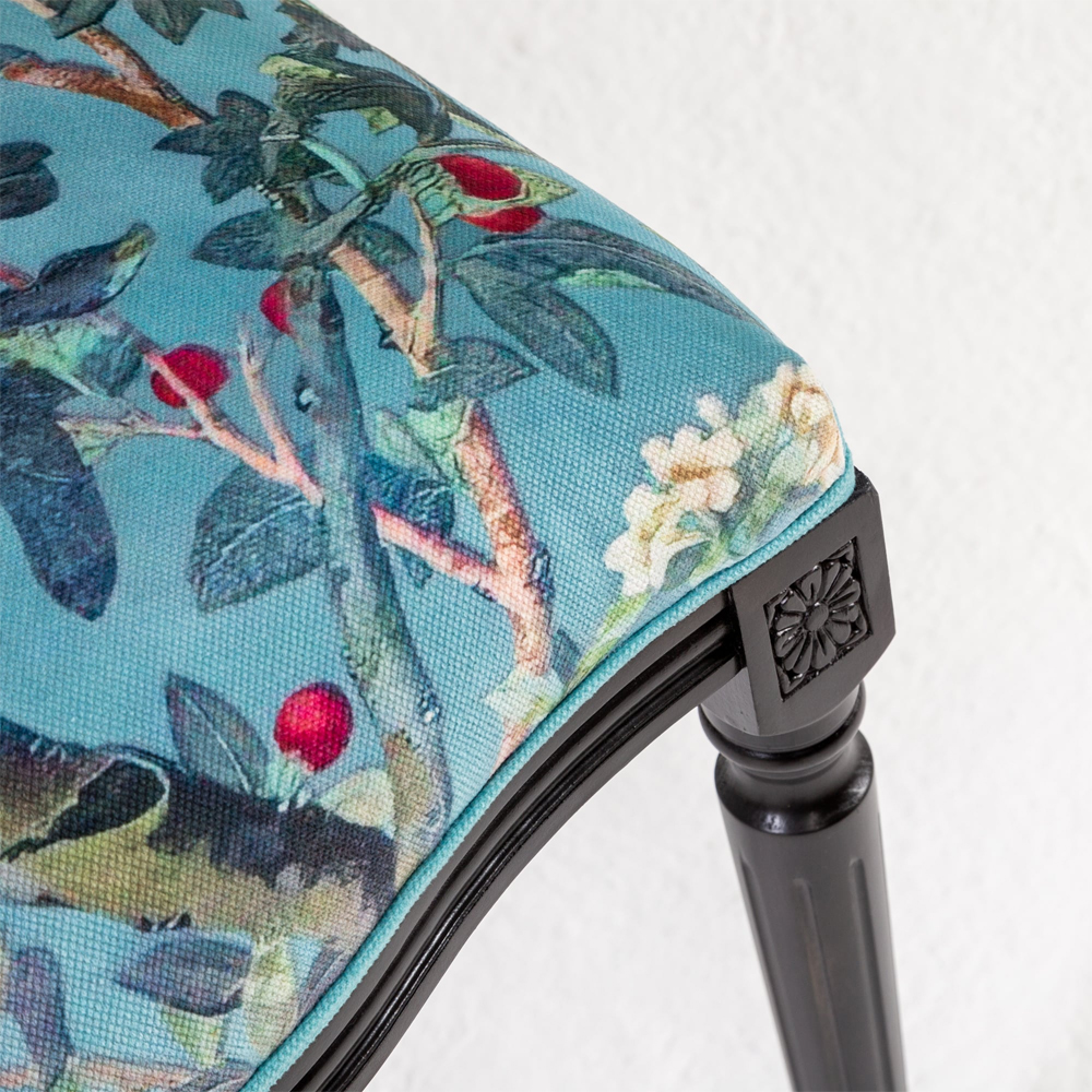 Стул из массива бука бирюзовый с изображением птиц и цветов Turquoise Chinoiserie Birds Garden Chair