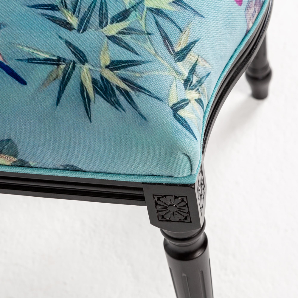 Стул из массива бука бирюзовый с изображением птиц и цветов Turquoise Chinoiserie Birds Garden Chair