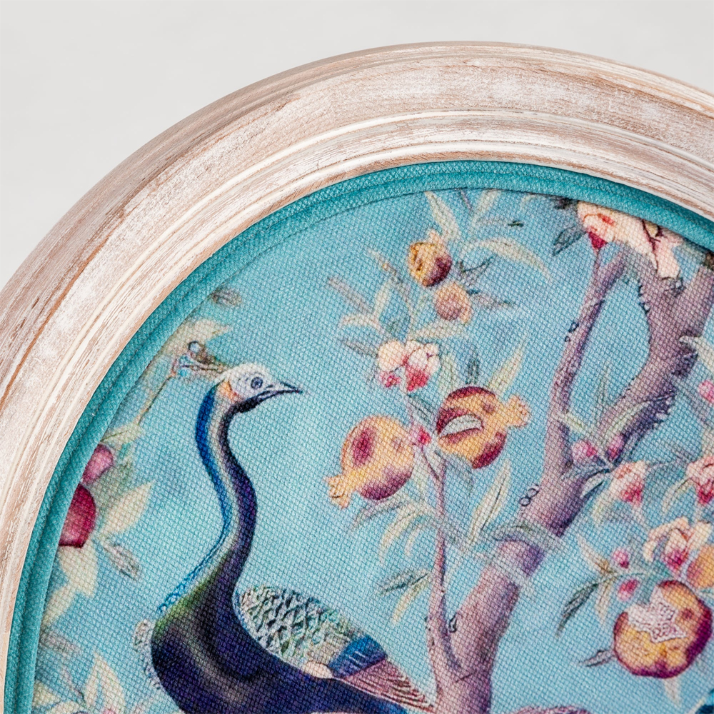 Стул из массива бука с изображением птиц и цветов Turquoise Beige Chinoiserie Garden Chair