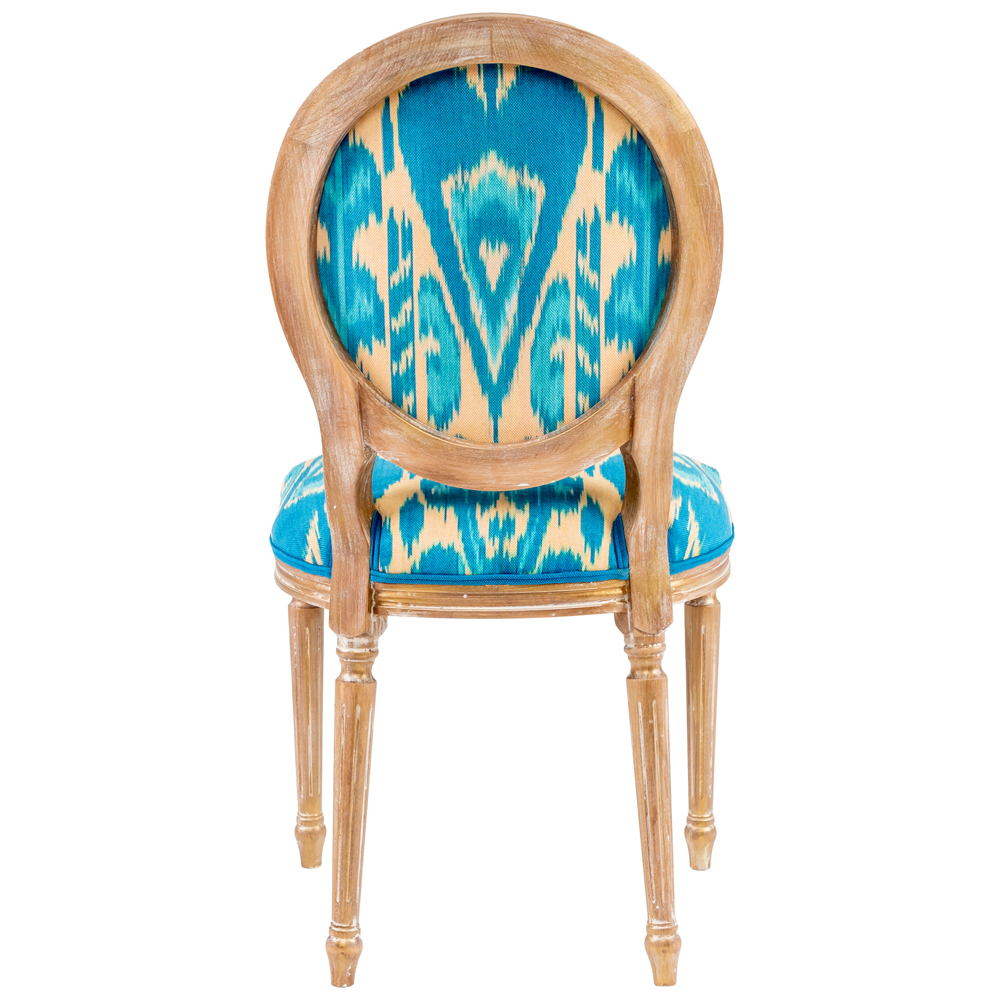 Стул из натурального бука с бирюзово-желтым узором Ikat Pattern бирюзовый