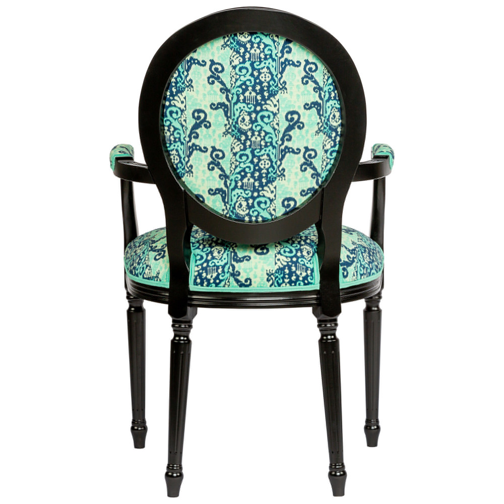 Стул из натурального бука с подлокотниками Ikat Pattern бирюзовый
