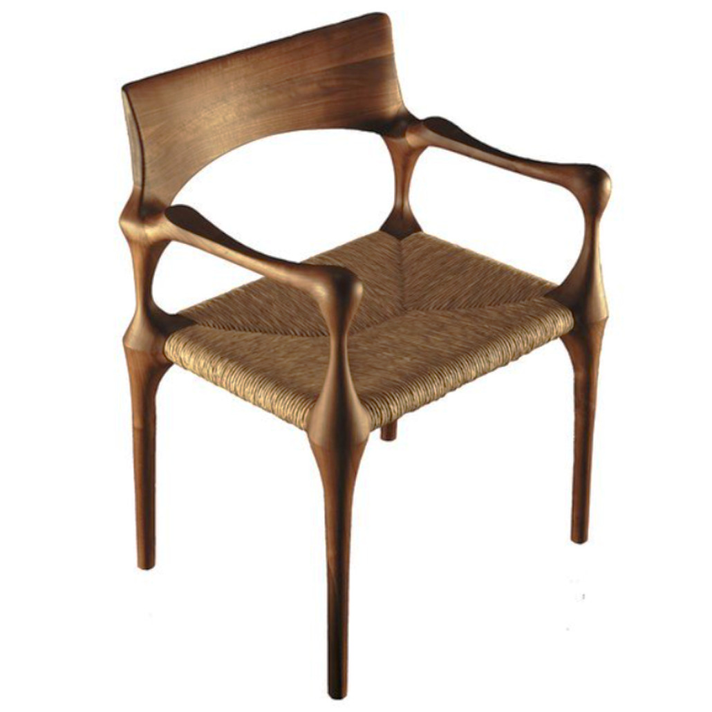 Стул из Ореха с плетеным сидением Kronos Dining Chair Brown