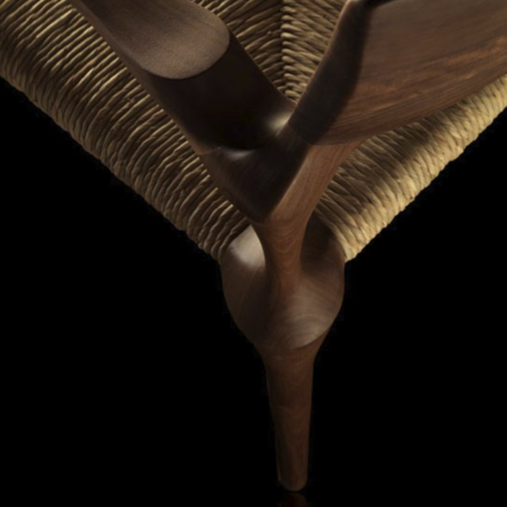 Стул из Ореха с плетеным сидением Kronos Dining Chair Brown