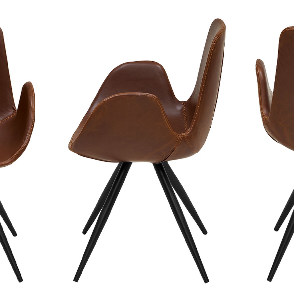 Стул коричневый с обивкой из эко-кожи Leigh Chair