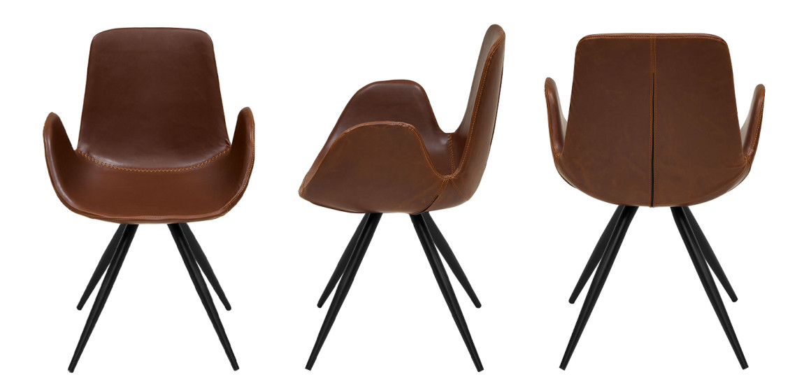 Стул коричневый с обивкой из эко-кожи Leigh Chair