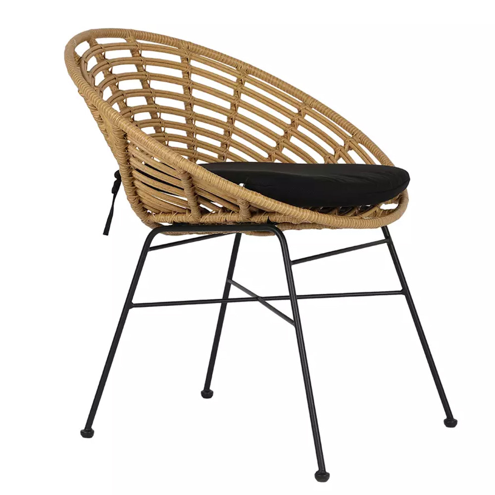 Стул круглый с ротанговым плетением Round Wicker Stool