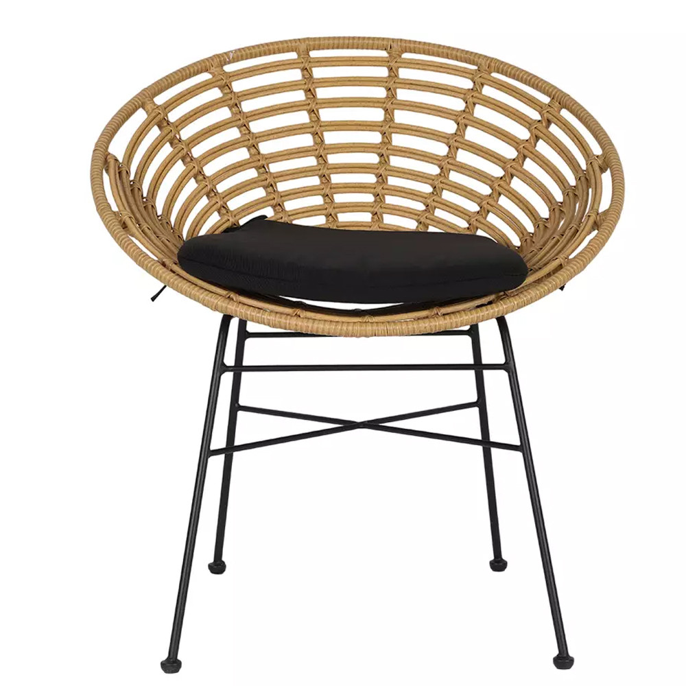 Стул круглый с ротанговым плетением Round Wicker Stool