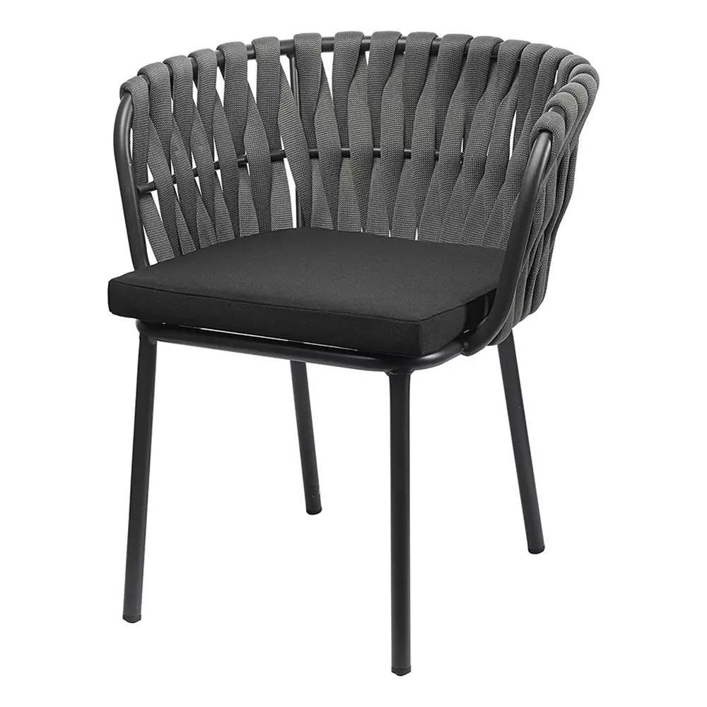 Стул мягкий с декором в виде плетеных лент на спинке и подлокотниках Semicircular Chair Decorated with Ribbons