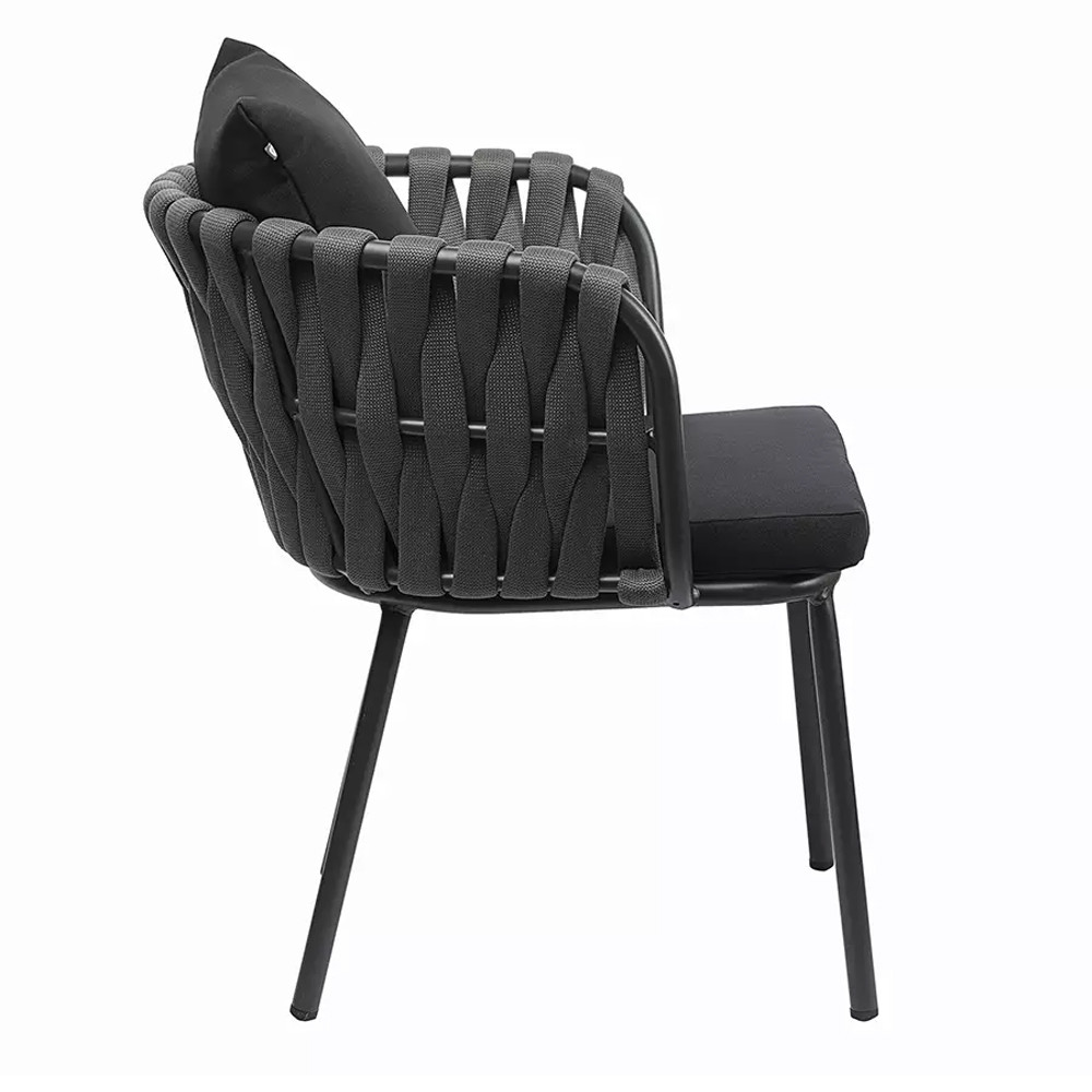 Стул мягкий с декором в виде плетеных лент на спинке и подлокотниках Semicircular Chair Decorated with Ribbons