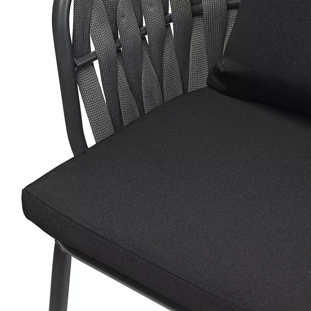 Стул мягкий с декором в виде плетеных лент на спинке и подлокотниках Semicircular Chair Decorated with Ribbons