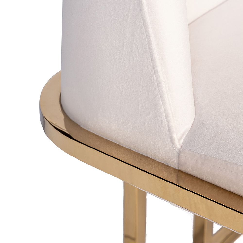 Стул обеденный велюровый кремовый с золотым каркасом Nobility