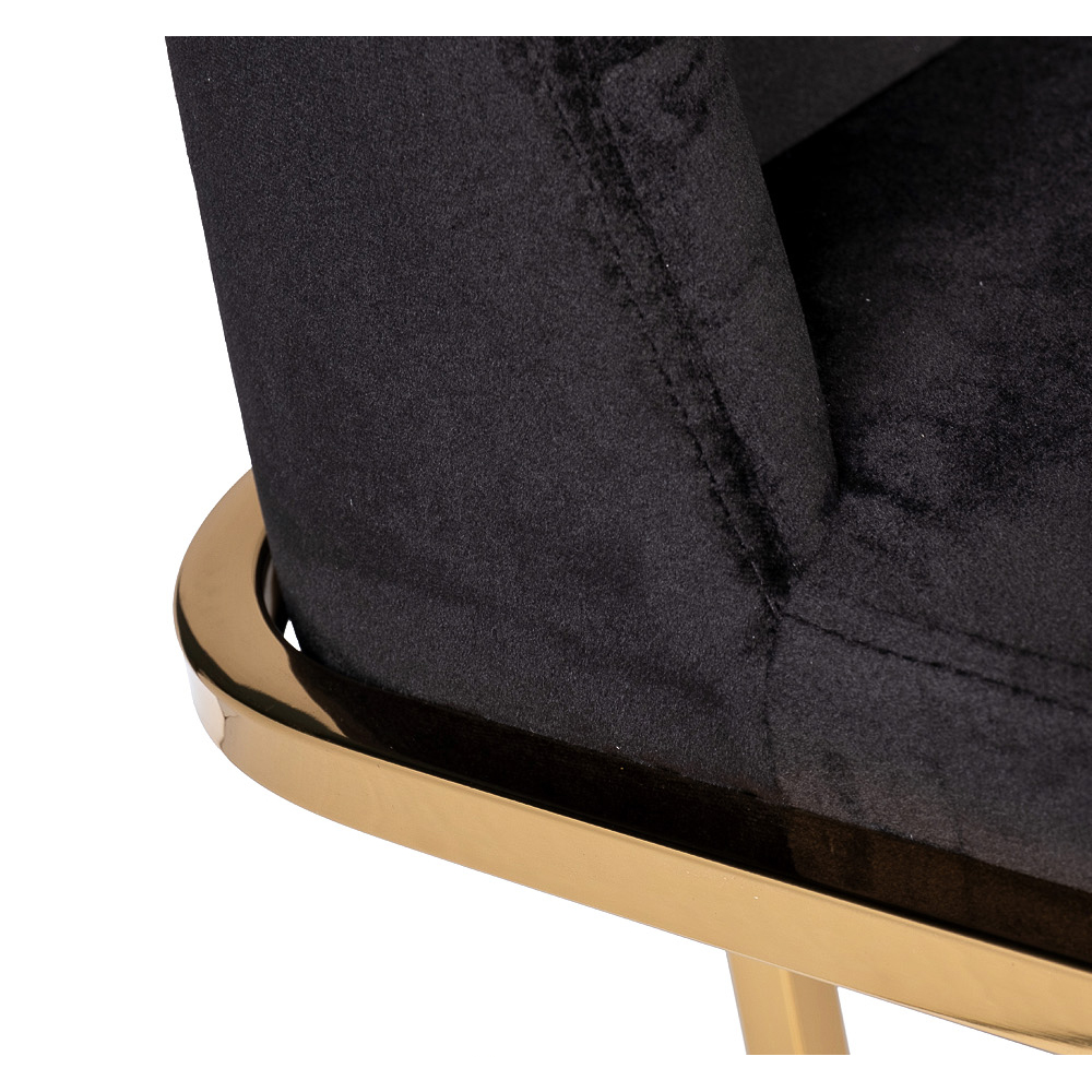 Стул обеденный велюровый черный с золотым каркасом Nobility