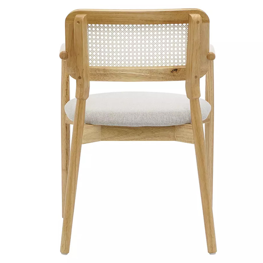 Стул обеденный с мягким сиденьем и спинкой из плетеного ротанга Wood and Textile Chair