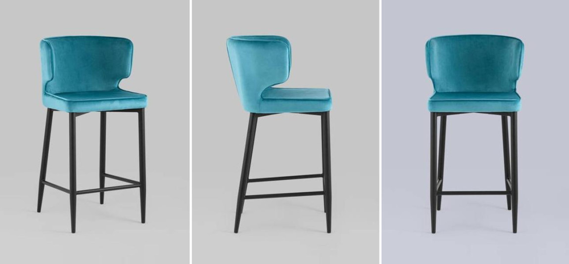 Стул Полубарный Chair посадка 65 см Бирюзовый Велюр