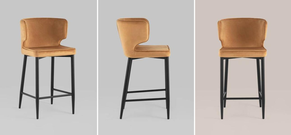 Стул Полубарный Chair посадка 65 см Терракотовый Велюр