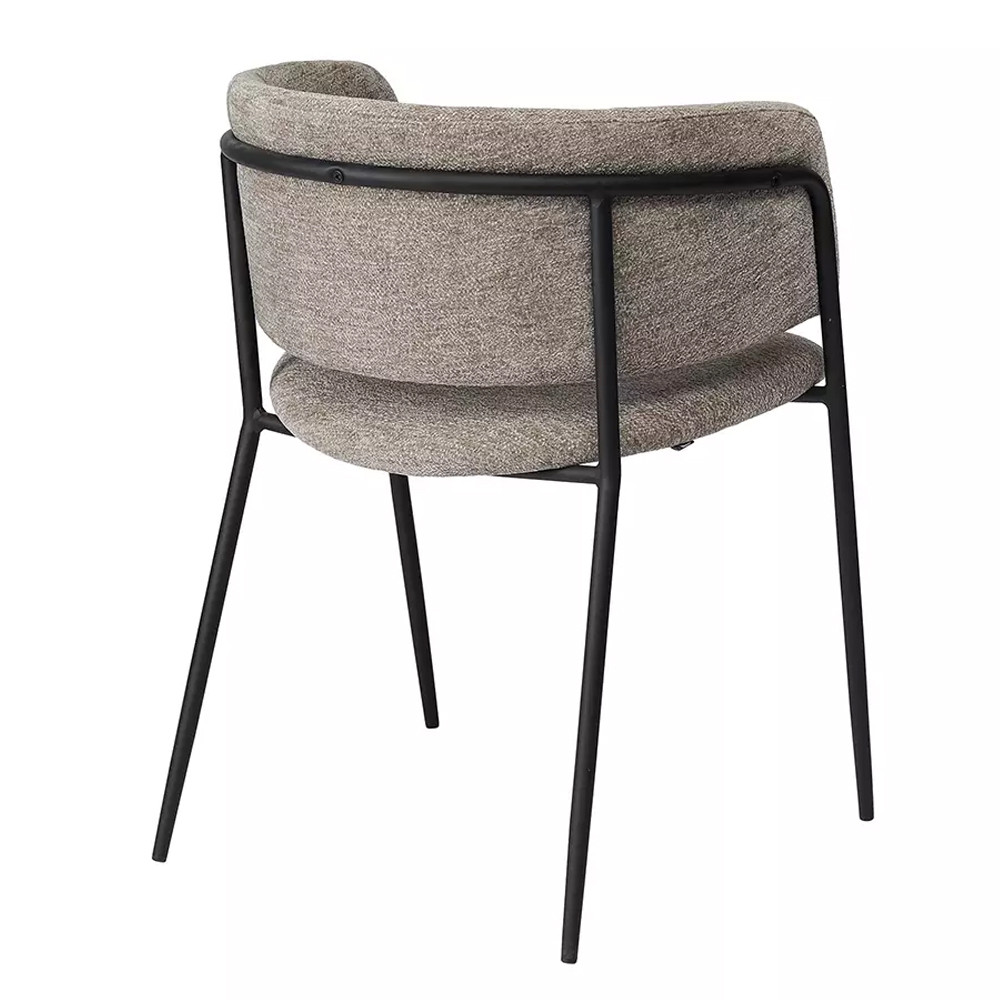 Стул полукруглый с каркасом из металла и мягким сиденьем и спинкой Soft Chenille