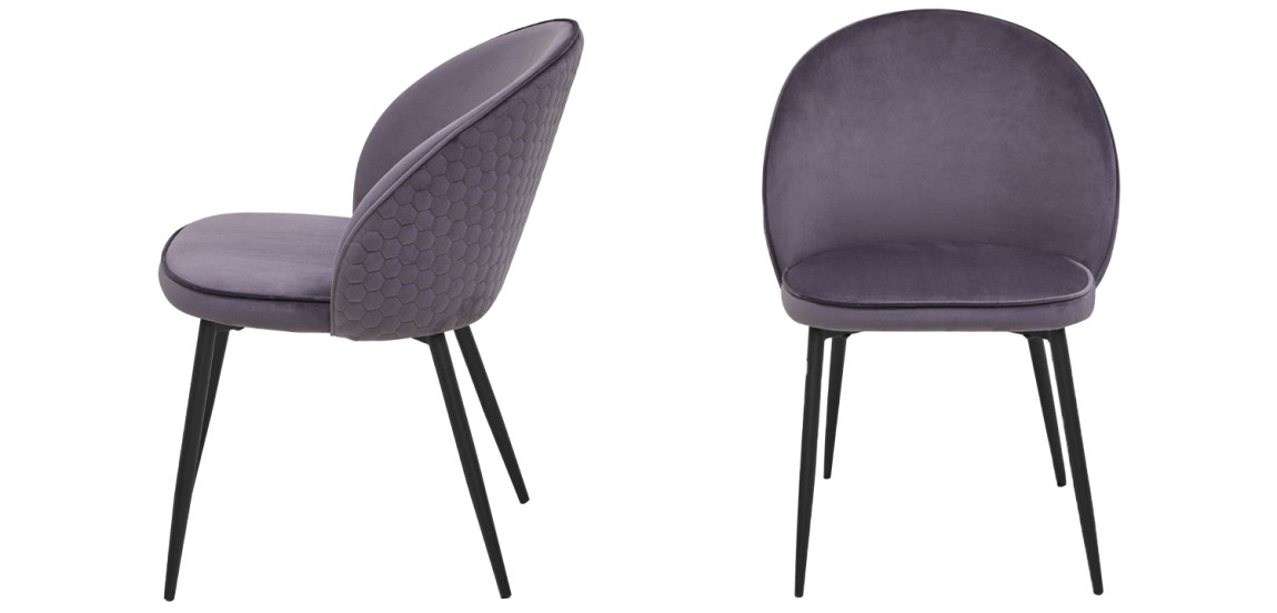 Стул с бархатной обивкой на металлических ножках Hexagon Pattern Chair