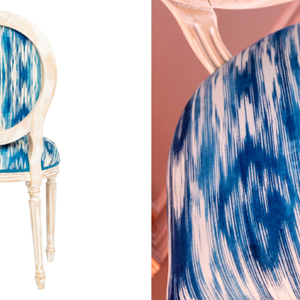 Стул с голубым узором Ikat Pattern