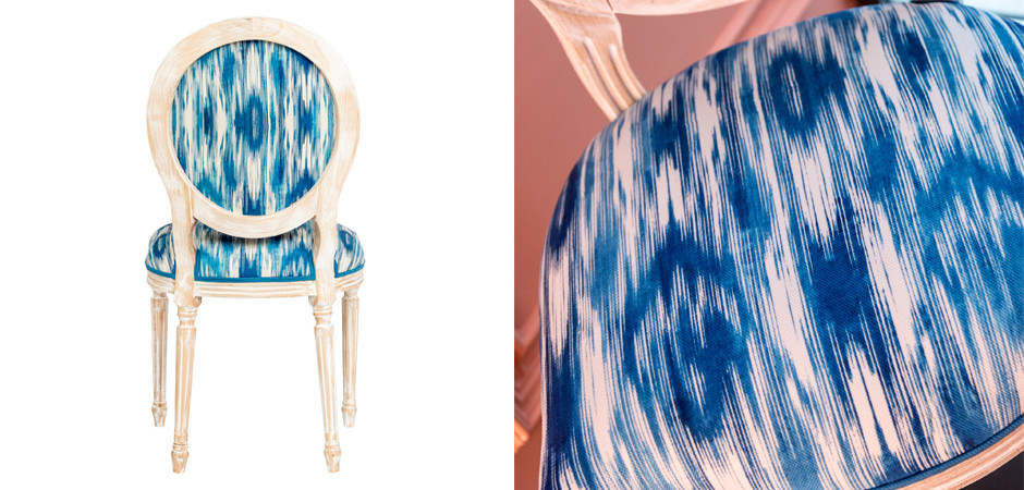 Стул с голубым узором Ikat Pattern
