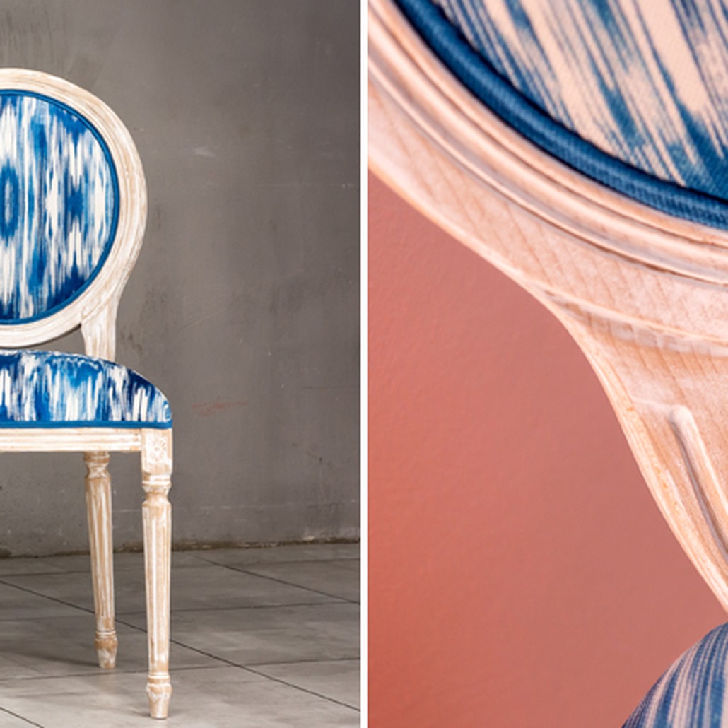 Стул с голубым узором Ikat Pattern