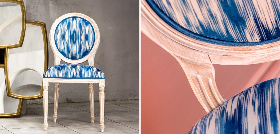 Стул с голубым узором Ikat Pattern