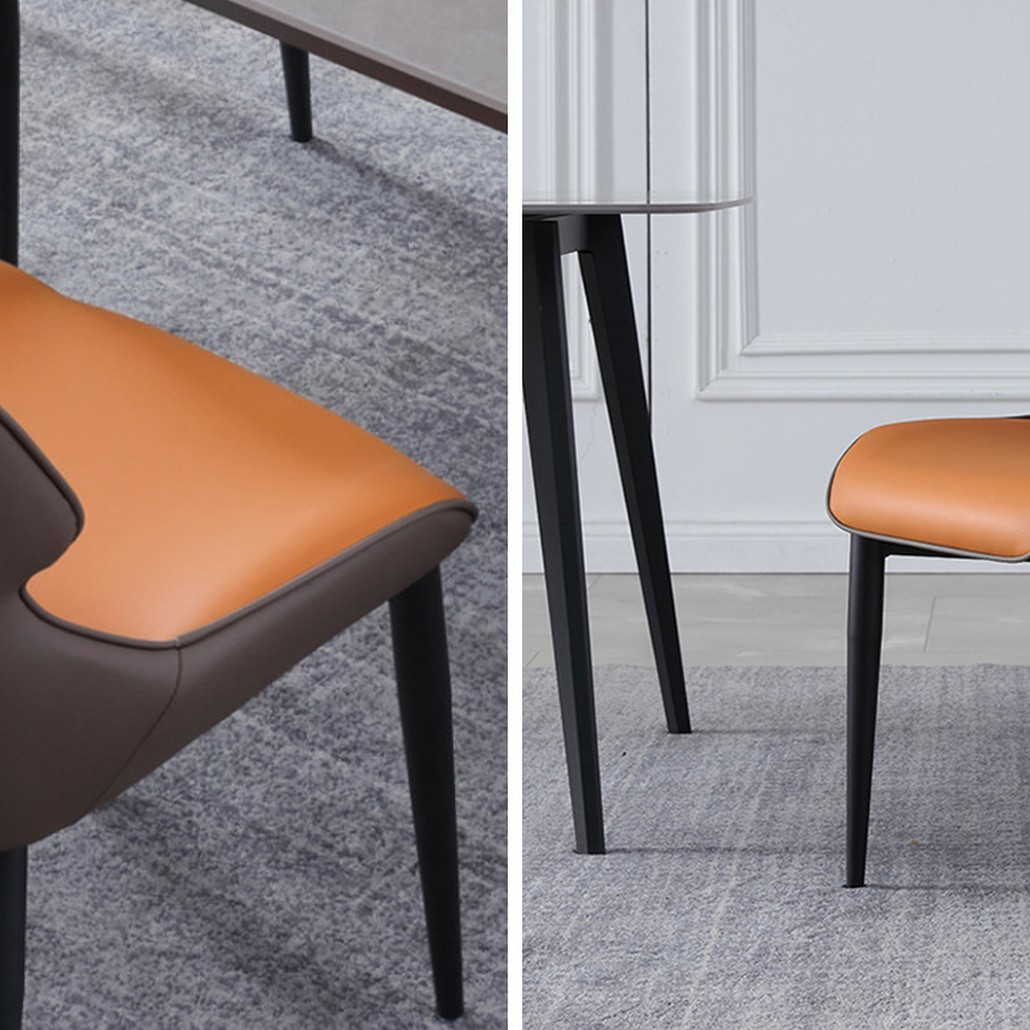 Стул с кожаной двухцветной обивкой Obrien Chair Orange and Grey