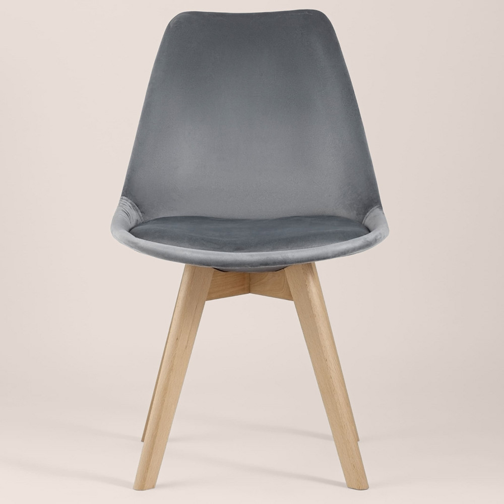 Стул с мягким велюровым сиденьем Arvika Grey