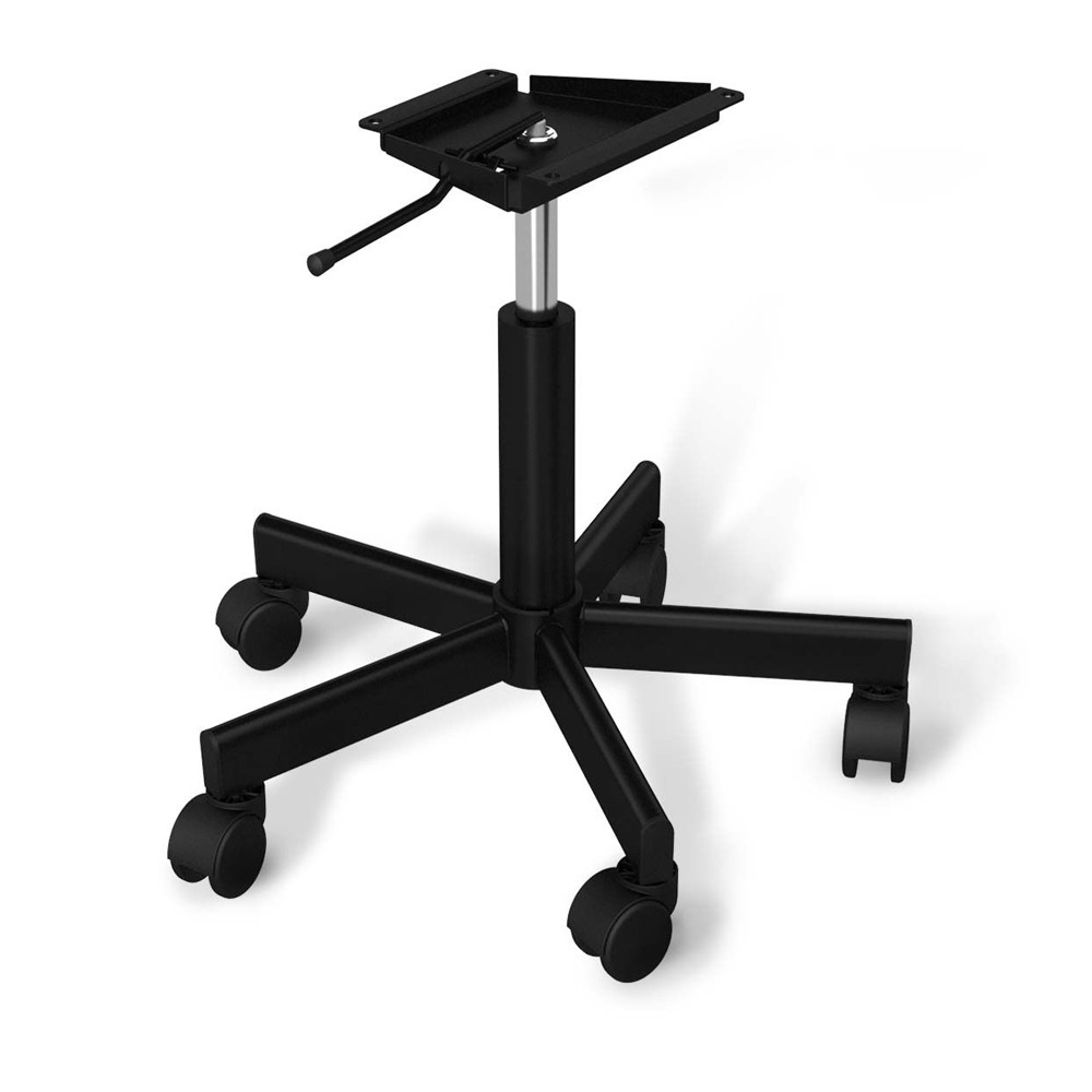 Стул с мягкой коричневой обивкой из велюра и подъемно-поворотным механизмом на черных колесиках Harper Brown