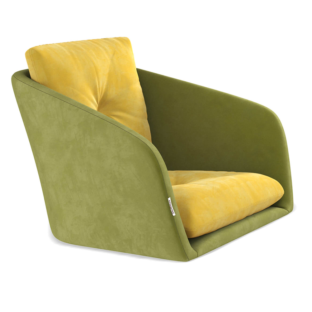 Стул с мягкой обивкой из велюра и подъемно-поворотным механизмом на колесиках Mason Green and Yellow