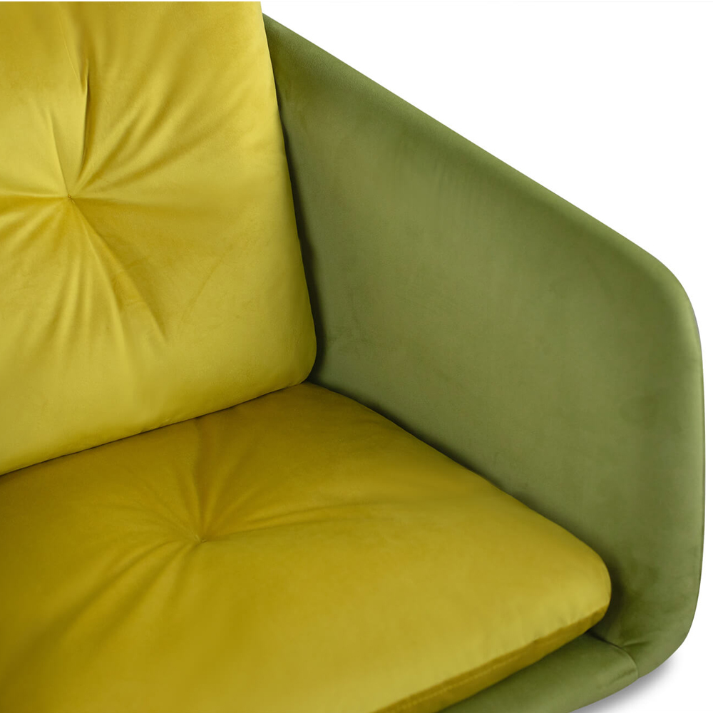 Стул с мягкой обивкой из велюра и подъемно-поворотным механизмом на колесиках Mason Green and Yellow